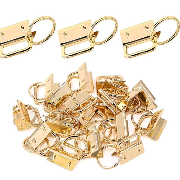 Yammee 50pcs 1 Inch for Key Fob Hardware with for Key Rings Set for Bag Wristlets Ribbon Webbing Embossed Hand Craft 25mm