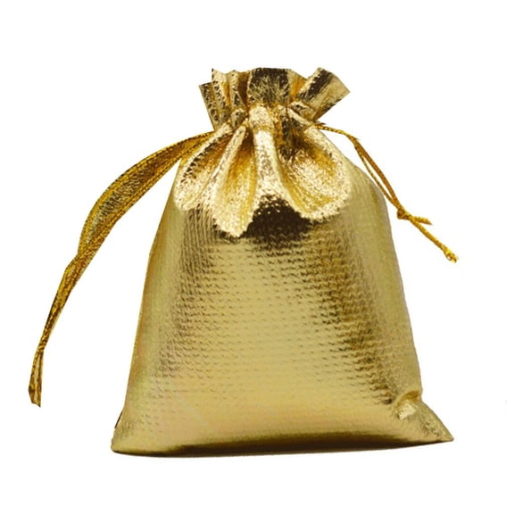 Yammee 50pcs 7x9cm 9x12cm 10x15cm Jewelry Packing Bag Gold Silver Color Cloth Drawstring Storage Bag Wedding Gift Bags Pouches