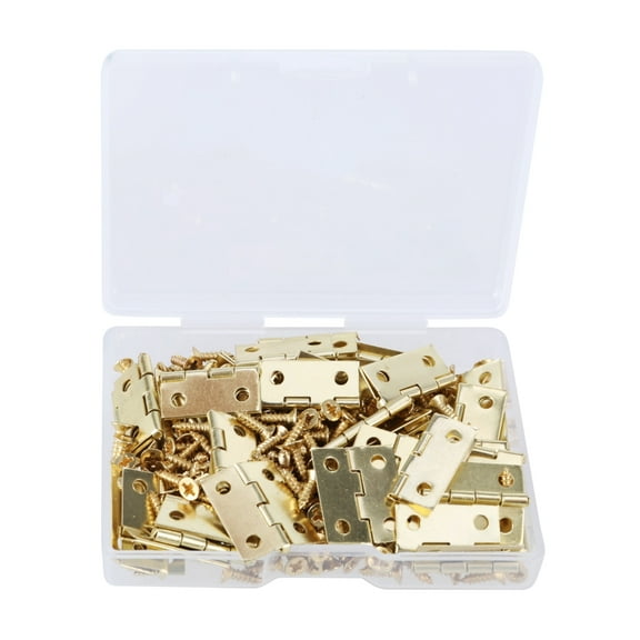 Yammee 50pcs Small Gold Hinges 15x18mm Hinges with Screws set for Vintage Restoration