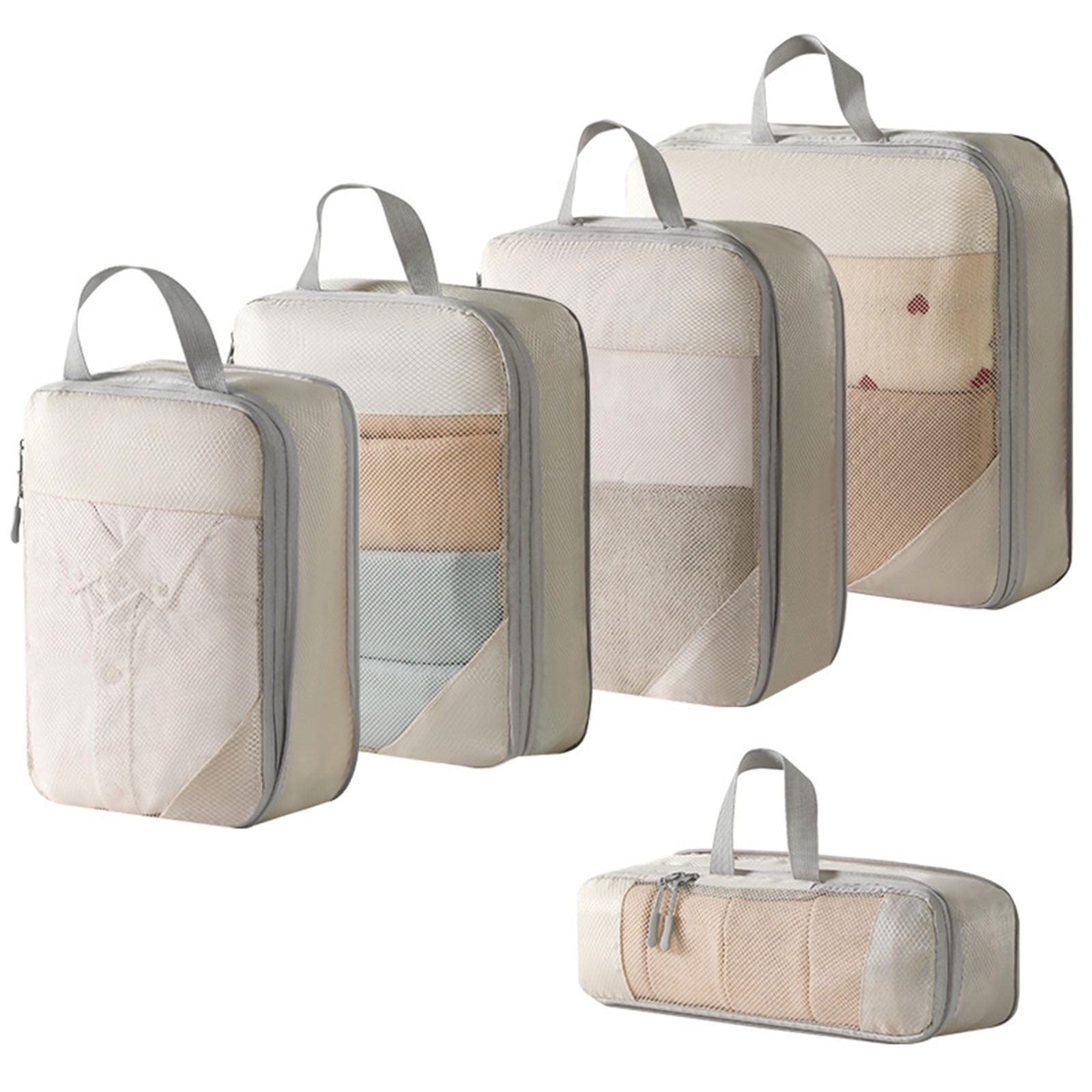 5-Pieces Convenient Mesh Packing Cubes Portable Storage Solution for Suitcases Travel Clothes Shoes Organiser Pouch Bag