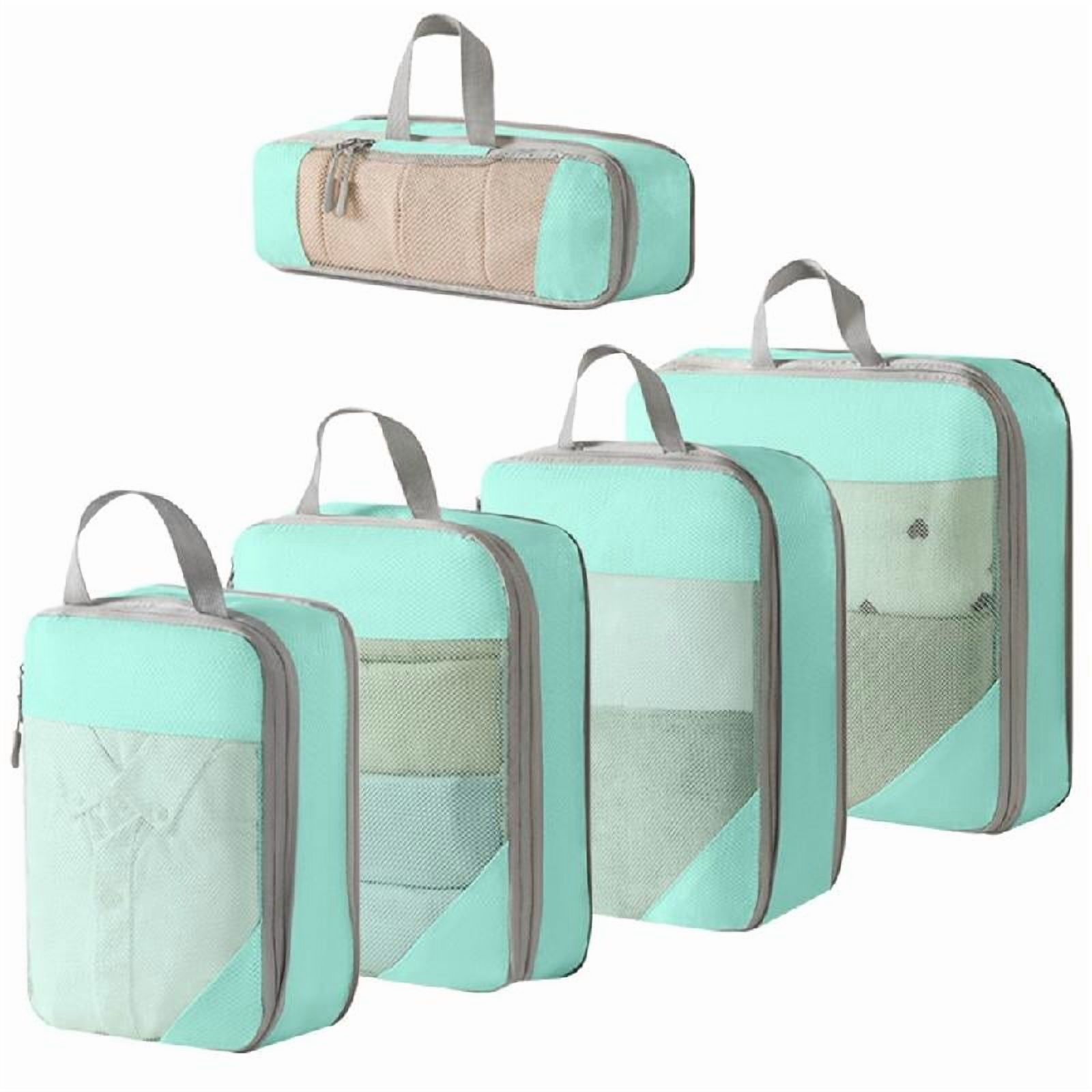 Yammee 5Pcs/set Travel Bag Compression Packing Cubes Lightweight Storage Bag Portable Luggage Suitcase Organizers Zipper Pouch