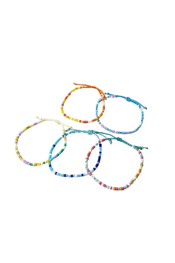 Yammee 5Piece Bead Bracelets Women Four Leaf Clovers Pendant Bracelets Elastic String