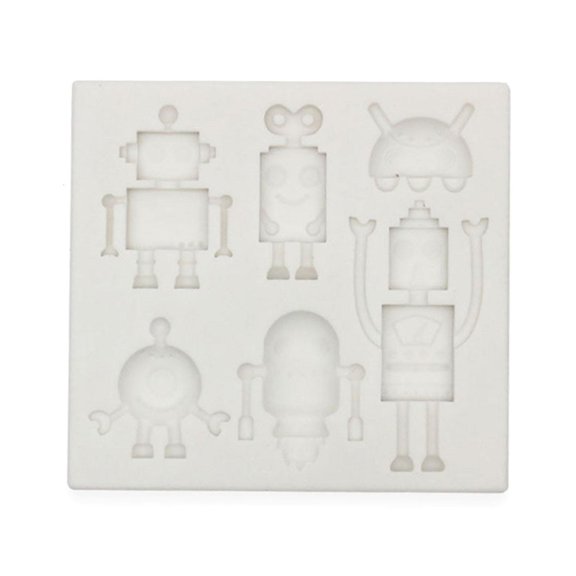Yammee 6 Cavities Chocolate Mould Fondant Molds Robots Shape Silicone Baking Gadgets