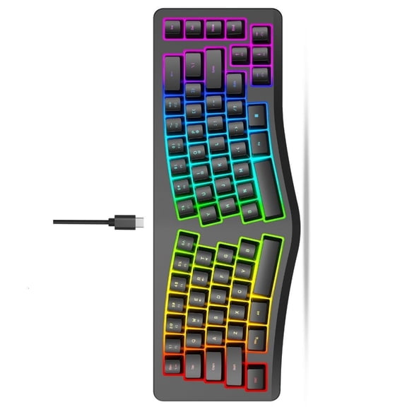Yammee 69 Key USB C Detachable Keyboards Silents Office Use Lasers Etcheds ABS Key Rgbs Mode