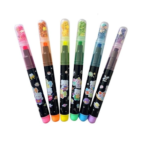 Yammee 6PCS Star Shape Stamping Marker Pencils Dynamic Dyes Student Crafting Materials