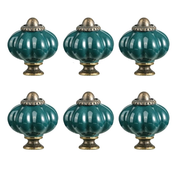 Yammee 6Pcs Wardrobe Knob Ceramic Cabinet Drawer Handle Cupboard Pulls Pumpkin Shape Furniture Decoration Easy to Install