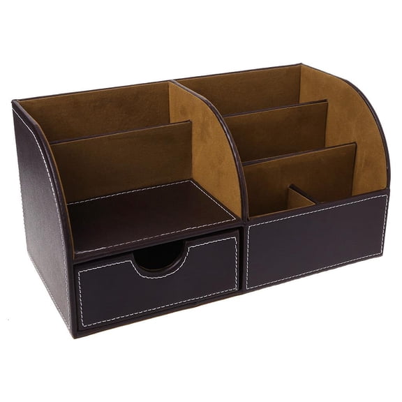 Yammee 7 Storage Compartments Multifunctional Leather Office Desktop Organizer Business