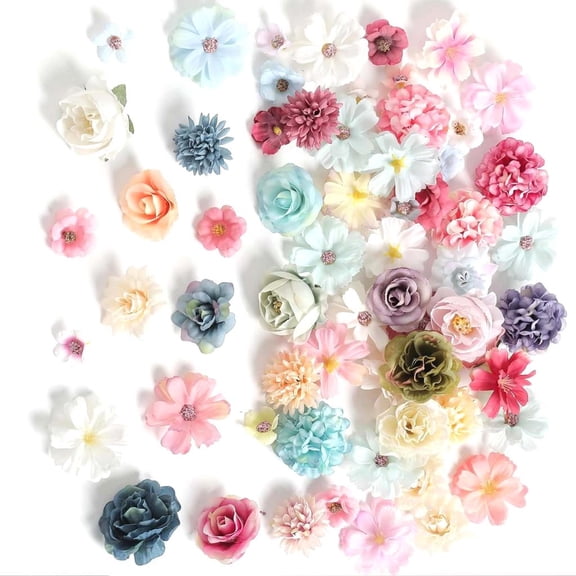 Yammee 80Pcs Artificial Flower Heads For Craft 25-43mm Small Flower Heads for Wedding