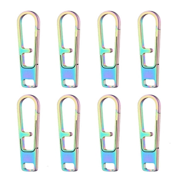Yammee 8Pcs Zippers Pull Replacement Titaniums Alloy Hanging Buckles Detachable Zippers Pull Tab for Luggage, Clothing, Backpacks
