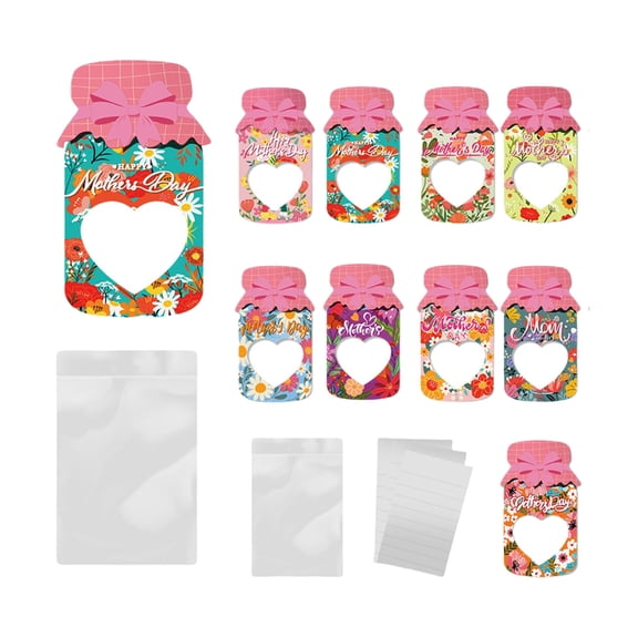 Yammee 9/18Pcs Mother's Day Card Candy Jar Greeting Card for Festival Celebration
