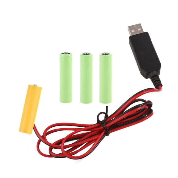 Yammee AA Battery Eliminators USB Power Supply Cable Replace 4x 1.5V AA Battery for Electric Toy Clock LED Light with Switches
