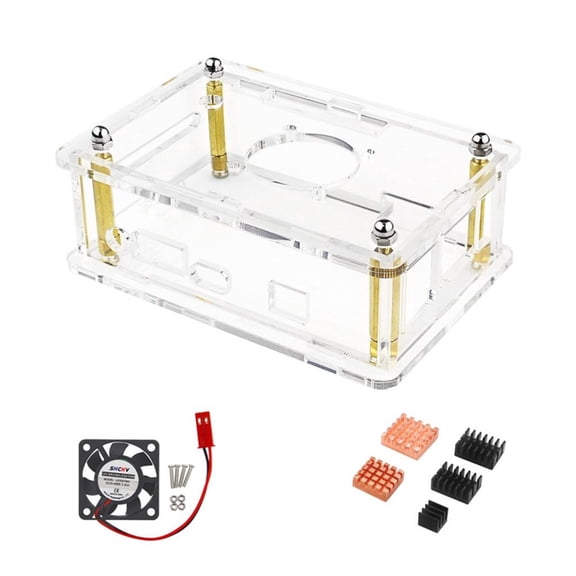 Yammee Acrylic Case Enclosure for Orange Pi 4 LTS Board with Quiet Cooling Fan Transparent Clear Cooling for Case Quiet