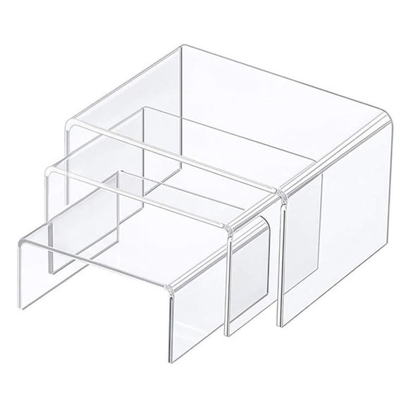 Yammee Acrylic Display Risers Stand Set of 3 Medium Low Profile Tiered for Showcasing