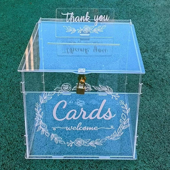 Yammee Acrylic Wedding Card Box DIY Envelope Money Card Box Rustic Clear Card Box Wedding Receptions Wishing Money Card Box