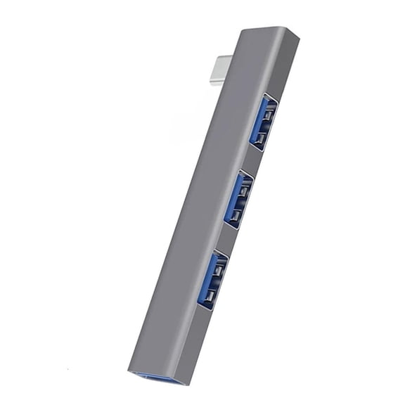 Yammee Aluminum Alloy Right Angle USB Hubs 4 Port USB3.0 Type C and USB2.0 Port Spaces Saving Desktop Organization Plugs and Play