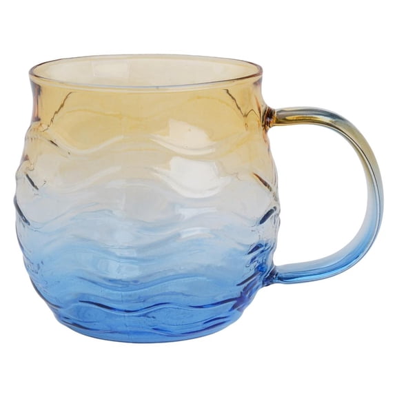 Artisanal Handblown Textured Beach Mug 12Oz Sea Glass Themed Coffee Cup with Handle For Hot Beverages Cocktails