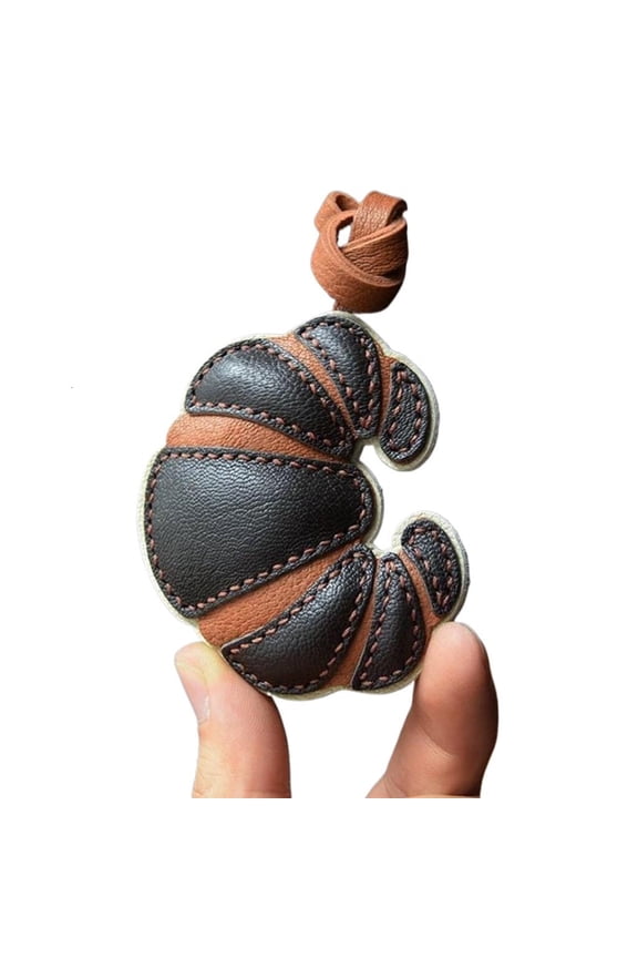 Yammee Artisanal Leather Croissant Bag Charm for Distinctive Style Handmade Key Chain