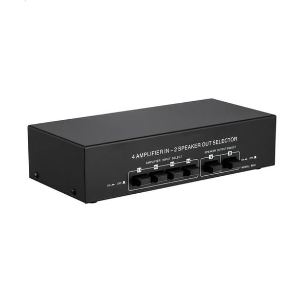 Yammee Audio Amp Amplifier / Speaker Selector Switch Splitter Box, 4 in 2 out Switcher