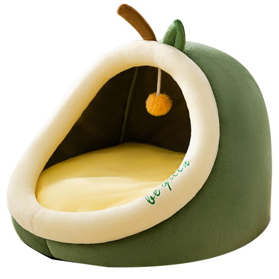 Yammee Avocado Shape Pet Tent Soft Bed for Small Dogs & Cats Self-Warming Condo Machine Washable Cave Design Bed