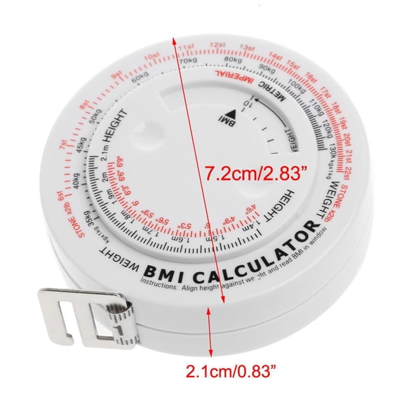 Yammee BMI Body Mass Index Retractable Tape 150cm Measure Calculator Diet Weight Loss