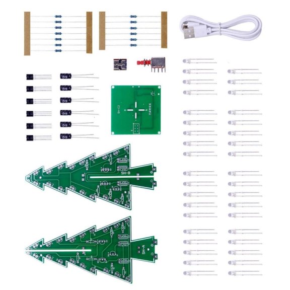 Yammee Beginner Friendly Kit To Assemble Multicolor Christmas Tree With LED Lights