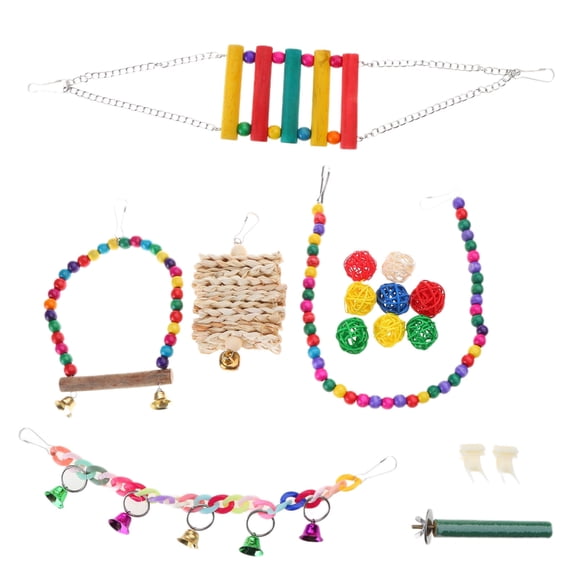 Yammee Bird Cage Toy Parakeet Ladder Birds Swing Bird Toy Accessories Parrot Toy Kit Chewing Bird Toy Parrot Bite Toy