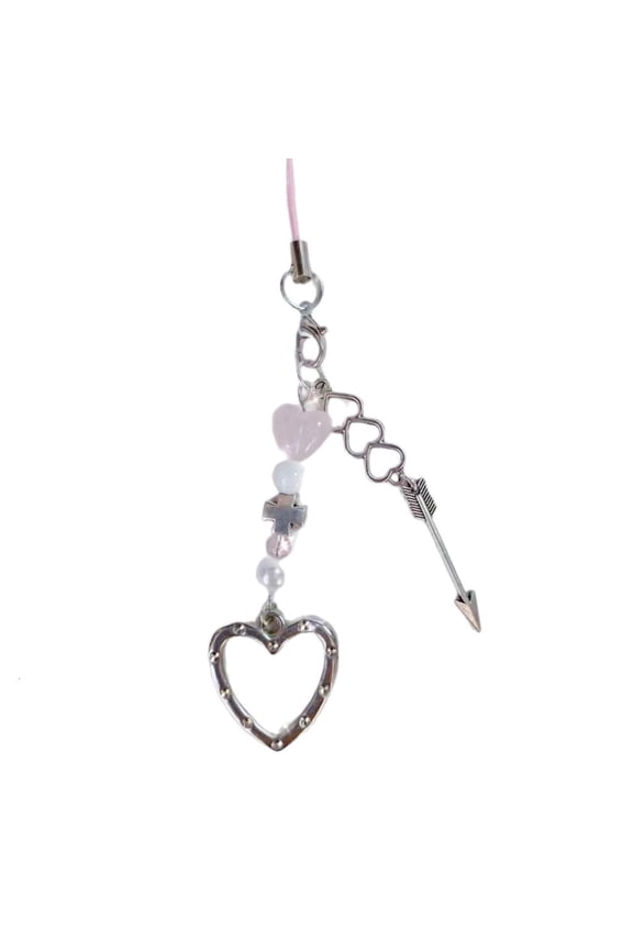 Yammee Bowknot Keychain Goth Skull Beaded Phone Lanyard Strap Heart Charm Pendant Phone Chain Antilost Keyring for Women Girl