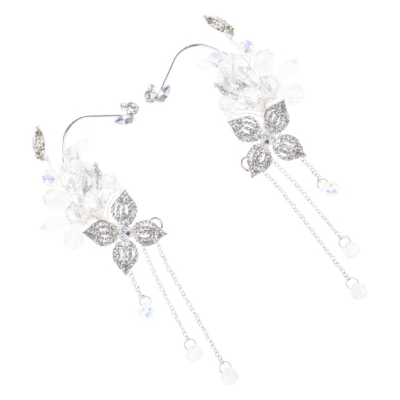 Yammee Bridal Headpiece with Shimmering Crystals Adjustable Crown Headwear/Ear Hangers Accessory for Weddings and Engagements
