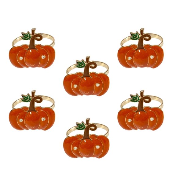 Yammee Bucolic Alloy Thanksgiving Napkins Rings Durable Metal Pumpkins Design Tableware Decors
