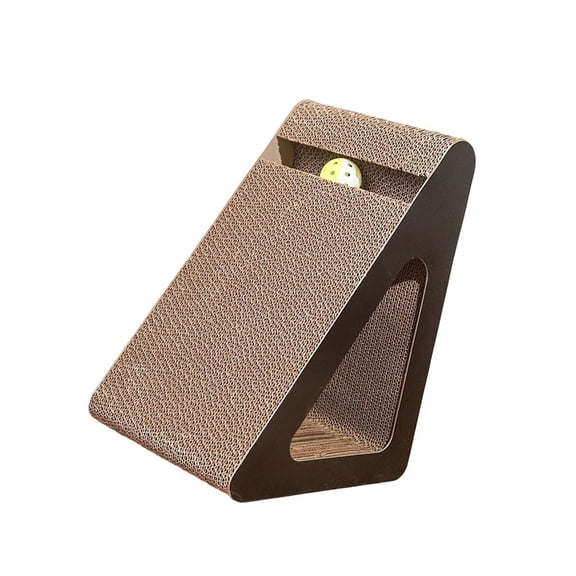 Yammee Cats Scratcher Triangle Cardboard Scratching Toy With Rotating Ball Toy For Stress Reduce And Interaction Playtimes