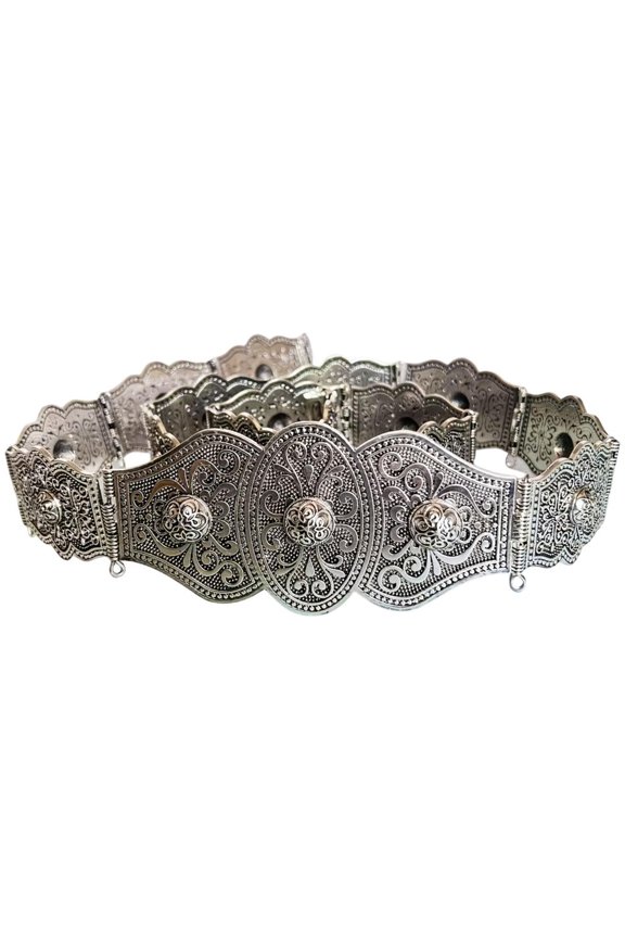 Yammee Caucasian Belly Chain for Wedding Waist Chain Carved Floral Women Waist Chain