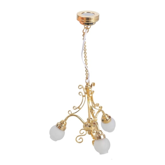 Yammee Chandelier Bedroom Ceiling Lamp Miniature Furniture Model Doll Houses Accessory Realistic Lighting Toy Playset 1:12