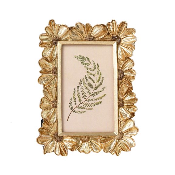 Yammee Classical Golden Gerbera Resin Picture Frame Replacement For Wall Tabletop Use