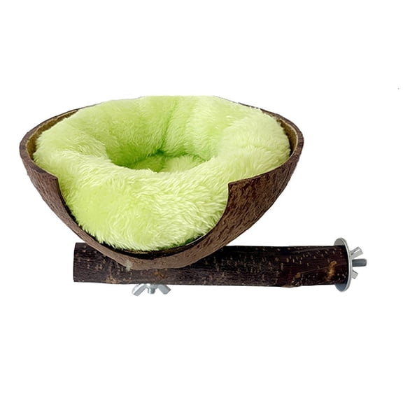 Yammee Coconut Shell Bird Cage Nest Perch Stand for Small Birds Parakeets Budgies Comfortable Shelter Place Easy Maintenances