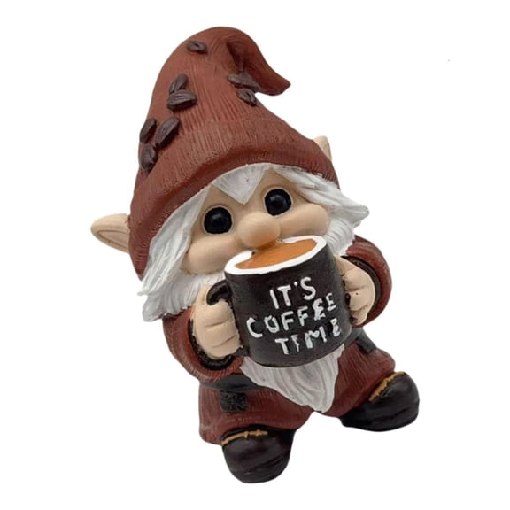 Yammee Coffee Drinking Gnomes Statue Handcrafted Resin Home Office Desk Decoration For Birthday Gifts And Holiday Celebration