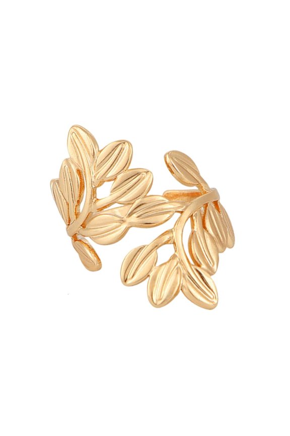 Yammee Comfort Fit Leaf Pattern Ring Tarnish Resistant Stainless Steel Everyday Jewelry