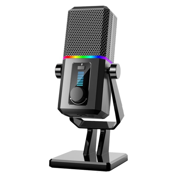 Yammee Computer Gaming Mic Desktop Microphone with LED Light 14mm Large Mic Head for Streaming Podcasting Insert and Play