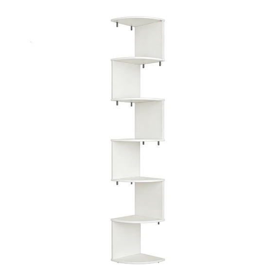 Yammee Contemporary 7 Level Z Style Corner Shelving Unit Crafted From Sustainable Wood Plastic Composite