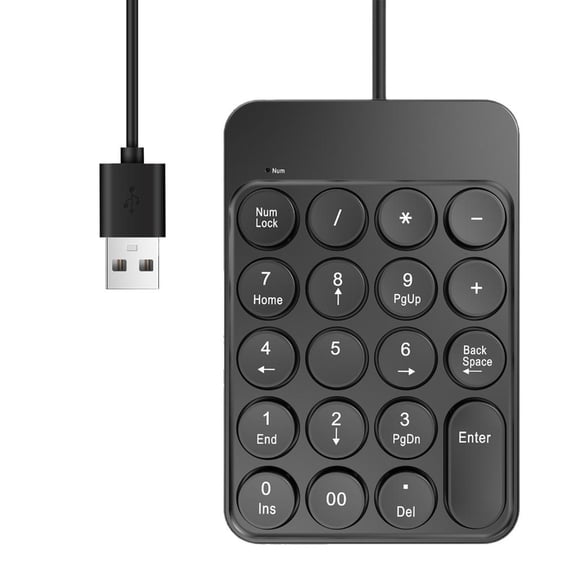 Yammee Corded 19 Key Corded Mechanical Numeric Keypad USB External Keyboard Notebook