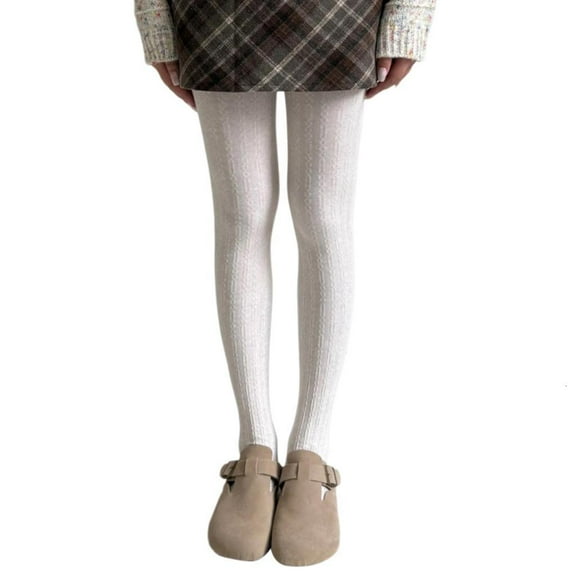 Yammee Cotton Tights with Chain Twist Pattern for Ladies Elegant Opaque Plain Pantyhose