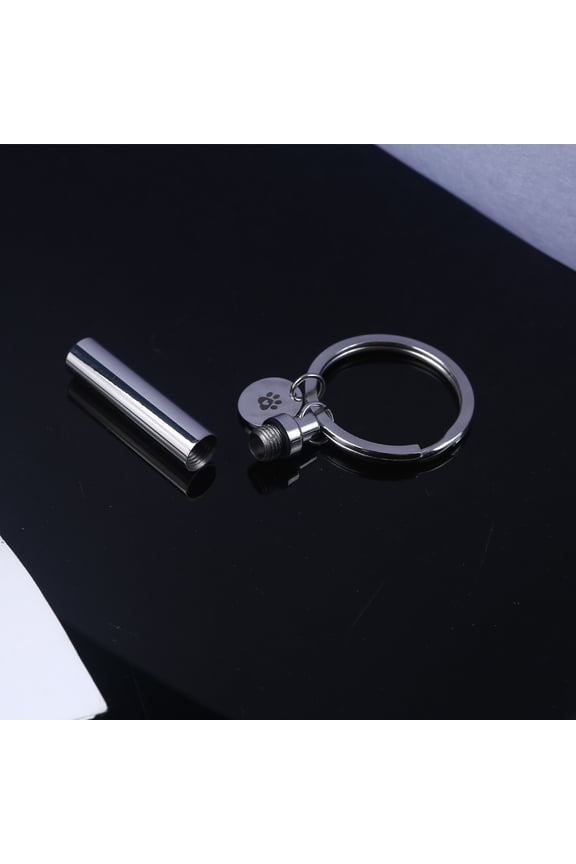 Yammee Cremation Jewelry for Ashes Pendant Urn Keychain Stainless Steel Cylinder Keepsake Ashes Memorial Jewelry for Pet