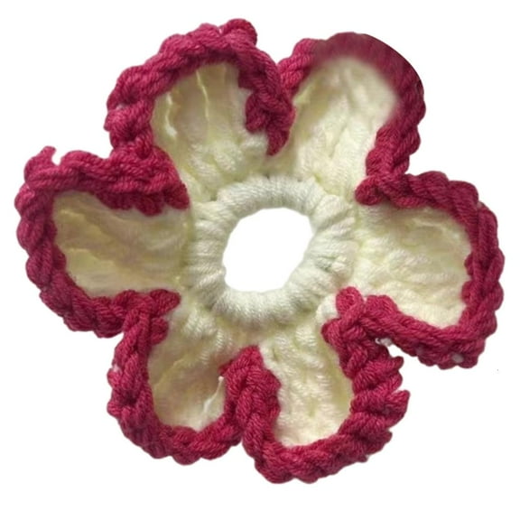 Yammee Crocheted Hair Scrunchies Thick Updo Oversized Flower Hair Scrunchy Elegant Hair Rope Scrunchy Women Ponytail Holder