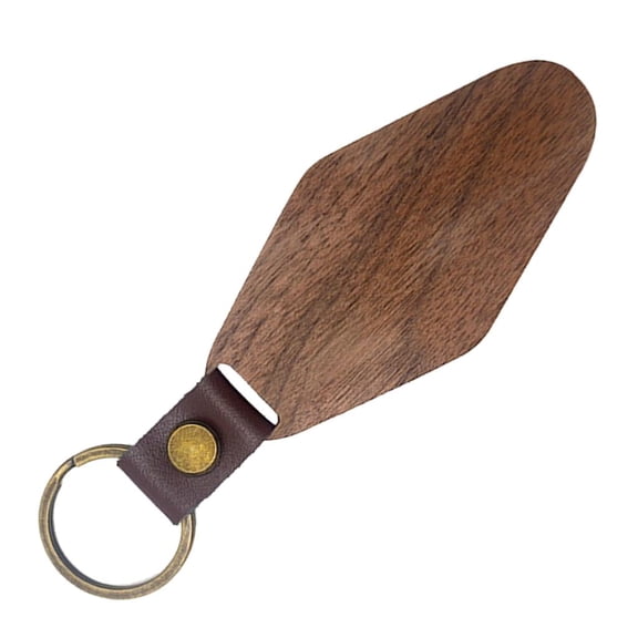 Yammee Customizable Wood Keyring Personalised Round/Rectangle/Rhombic Keychain Wooden Pu Leather Key Chain Jewelry for Friend