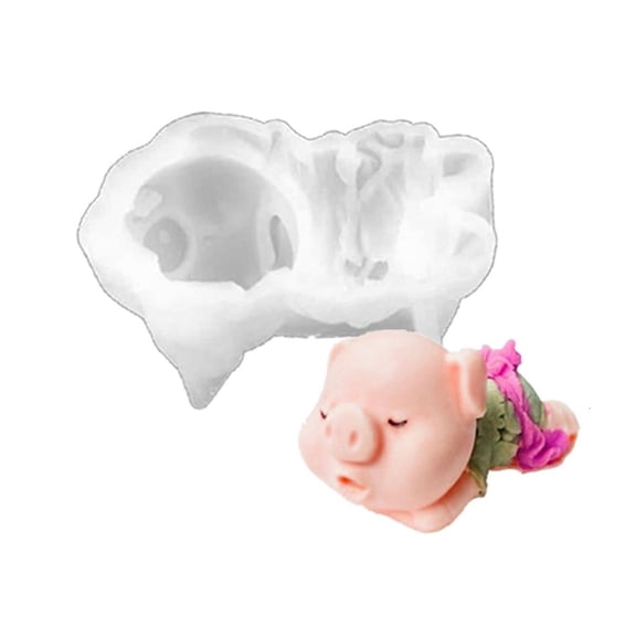 Yammee Cute Sleeping Pig Shape Cake Mold 3D Silicone Molds Fondant Moulds for Crafts