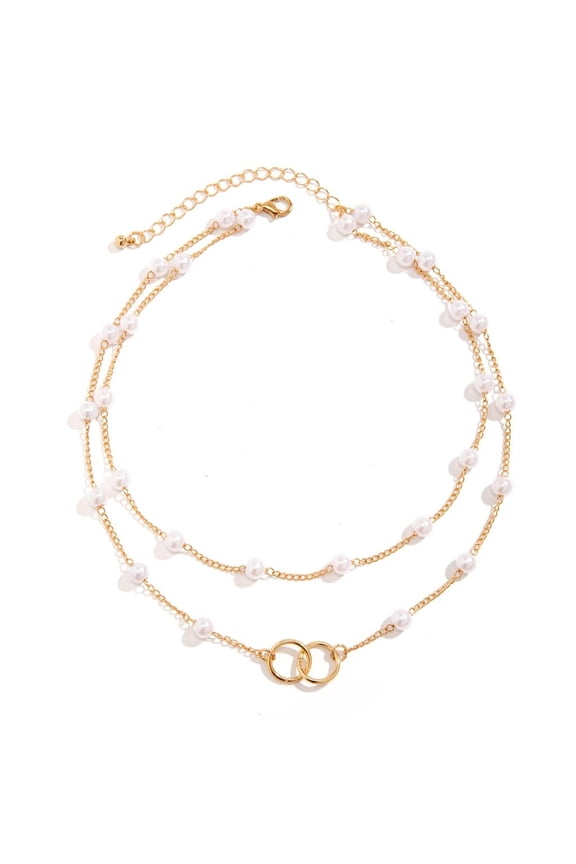Yammee Dark Aesthetic Metal Sequins Pearls Necklace Accessory For Fashionable Outfits