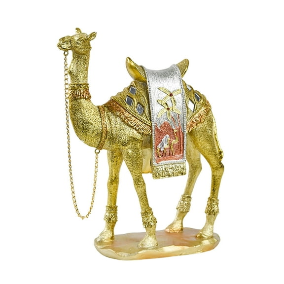 Yammee Decorative Middle Eastern Camels Figurine Luxury Gold Desert Animal Resins Statue for Bookshelves and Tabletop Accent