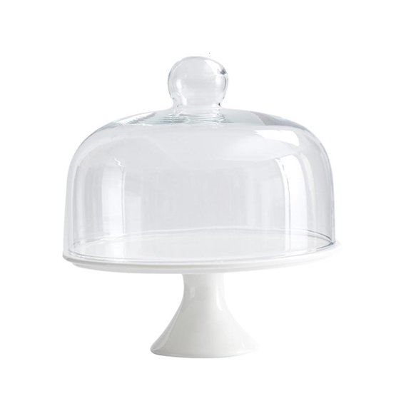 Yammee Dessert Presentation Stand Heat Resistant Ceramic Glass Storage Tray for Cake