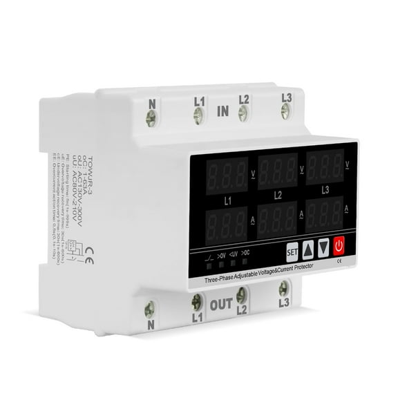 Yammee Digital 3 Phase DIN Rail Voltmeter Ammeter Current Power Tester Relays Protector