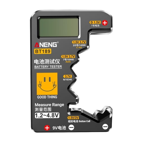 Yammee Universal LCD-Digital Battery Tester Checkered AA, AAA, 9V, 1.5V Button Cells