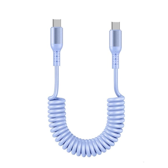 Yammee Double End Type C Data Wire Line USB Type C Spring Coiled Power Cable 6A Current